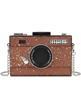 Women's Coffee Camera Shaped Casual Funky Style Shoulder Cross body Vintage Bag